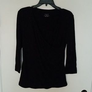 Black v neck wrap top